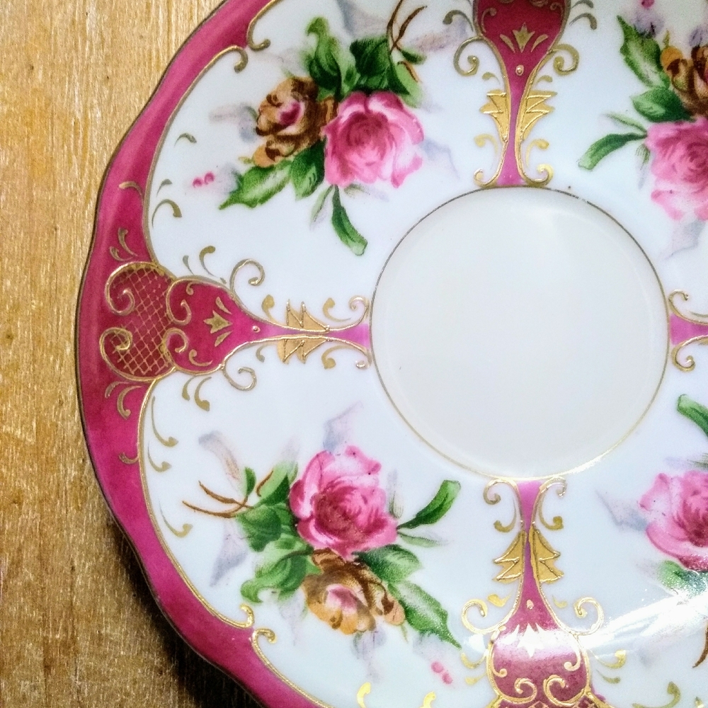 Hand Painted Floral, Lefton China Tea Cup Set - Picture 6 of 16